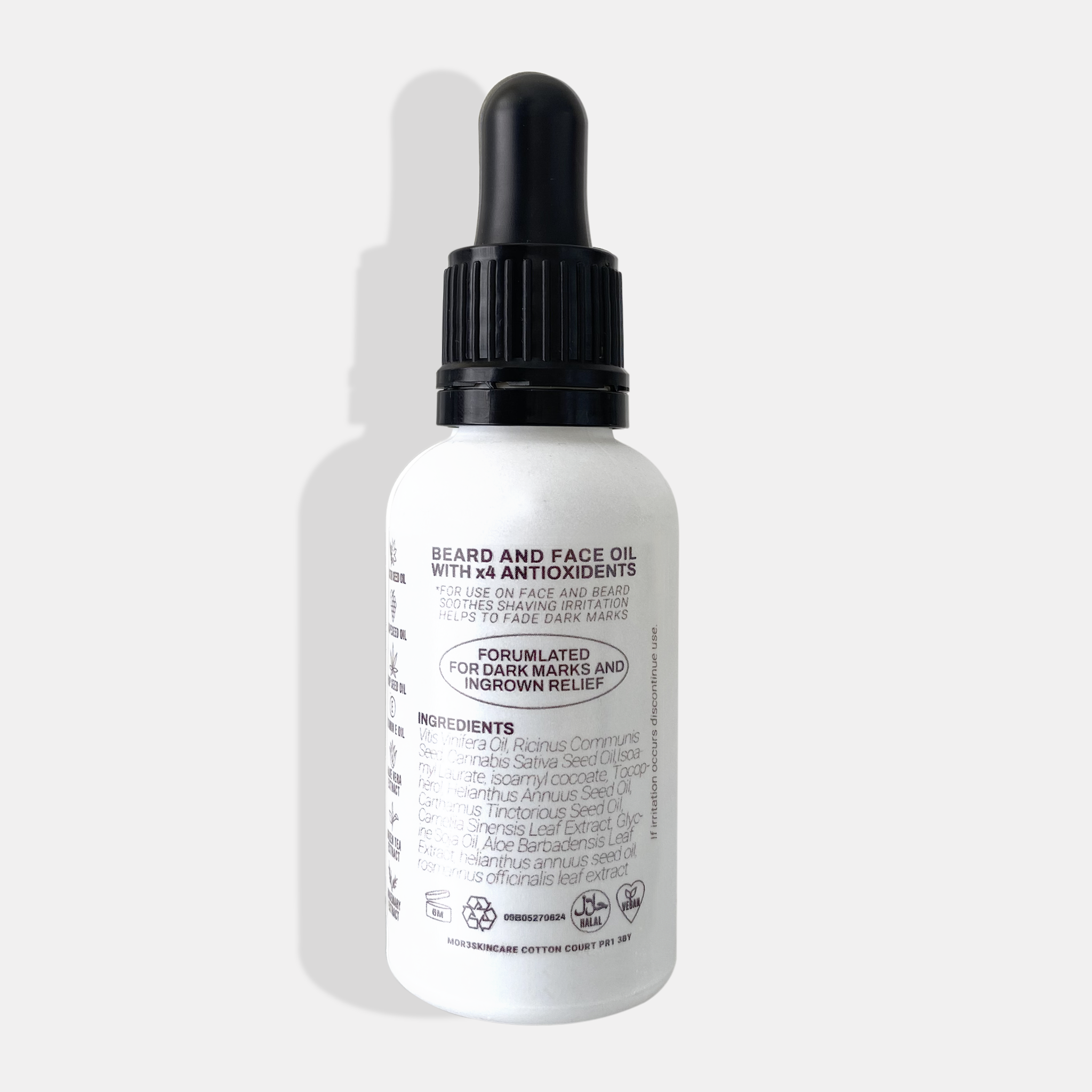 Good Beard Oil by MOR3 Skincare for ingrown hairs, razor bumps and hyperpigmentation on melanin-rich skin